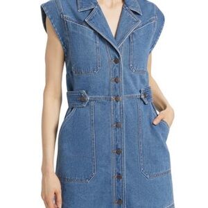 Veronica Beard Blue Denim Dress with Button Detail